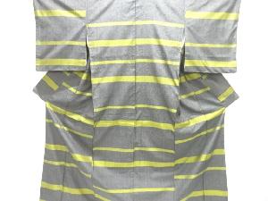 横段織り出し手織り紬着物